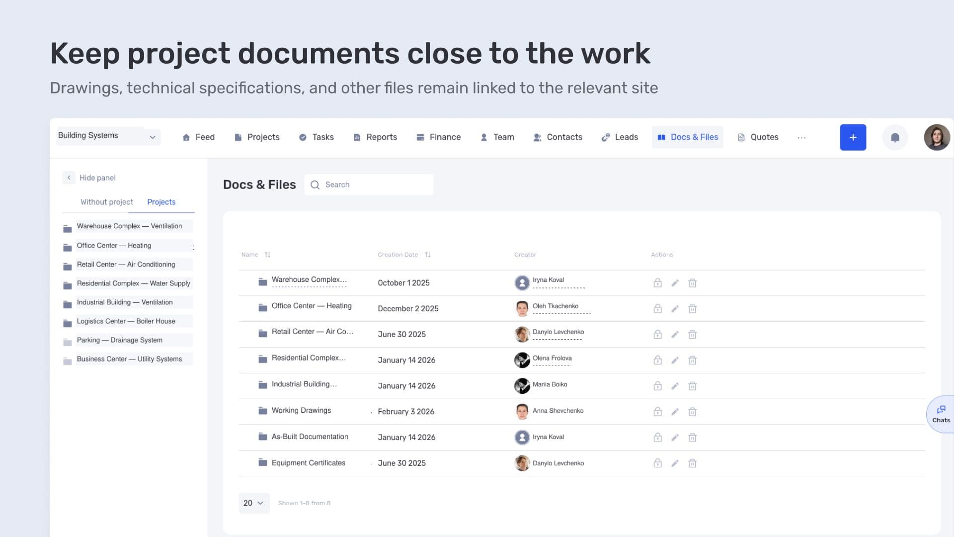 Keep project documents close to the work