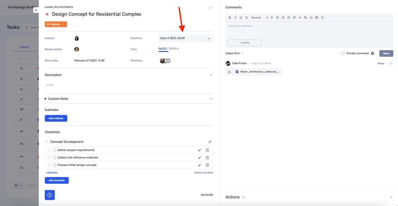 Inline task editing in if.team