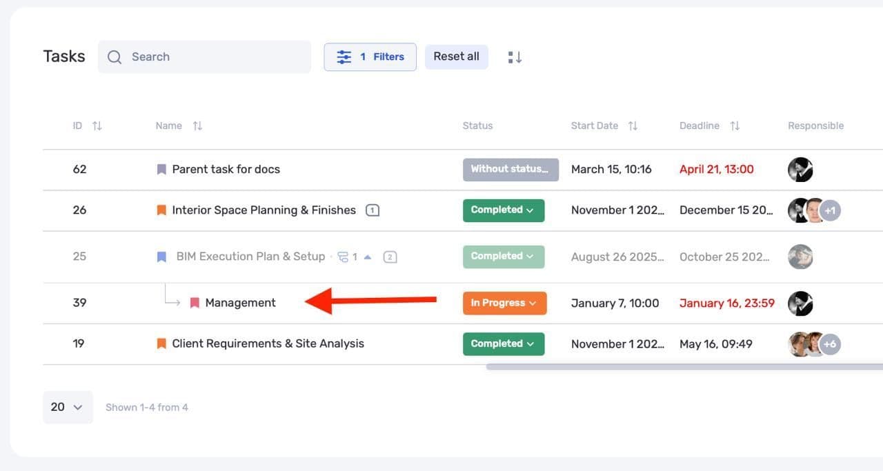 Separate subtask filtering in the if.team task list