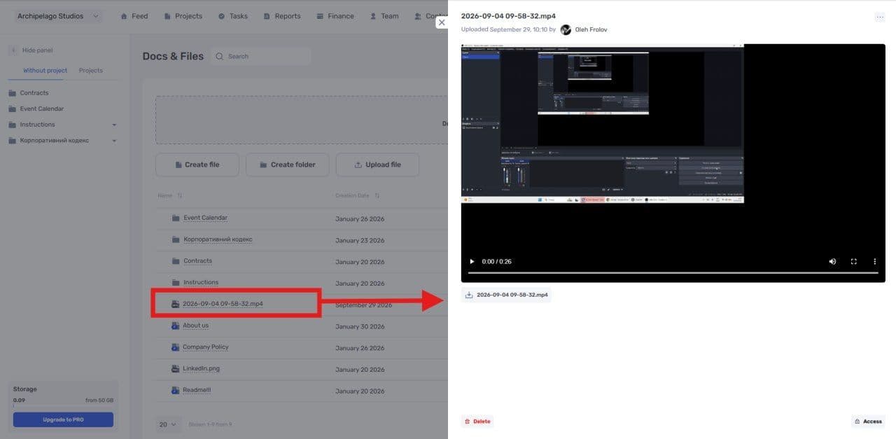 Watching an attached video in the built-in player
