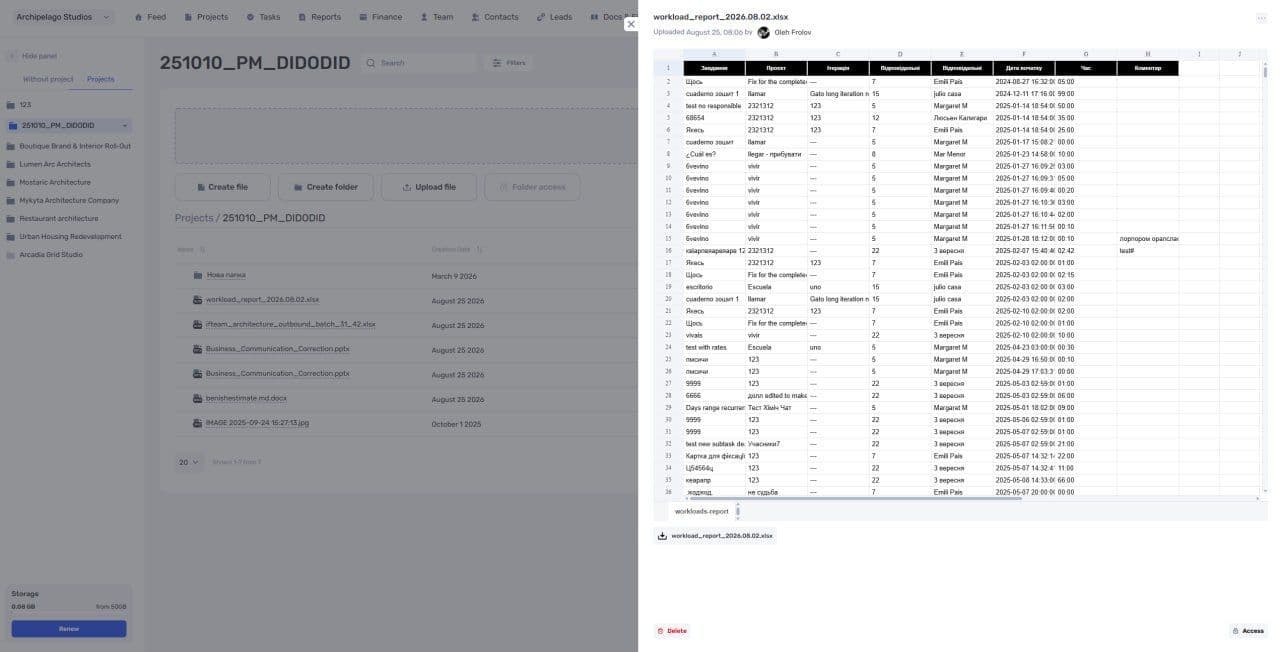 Office file preview in the if.team documents section