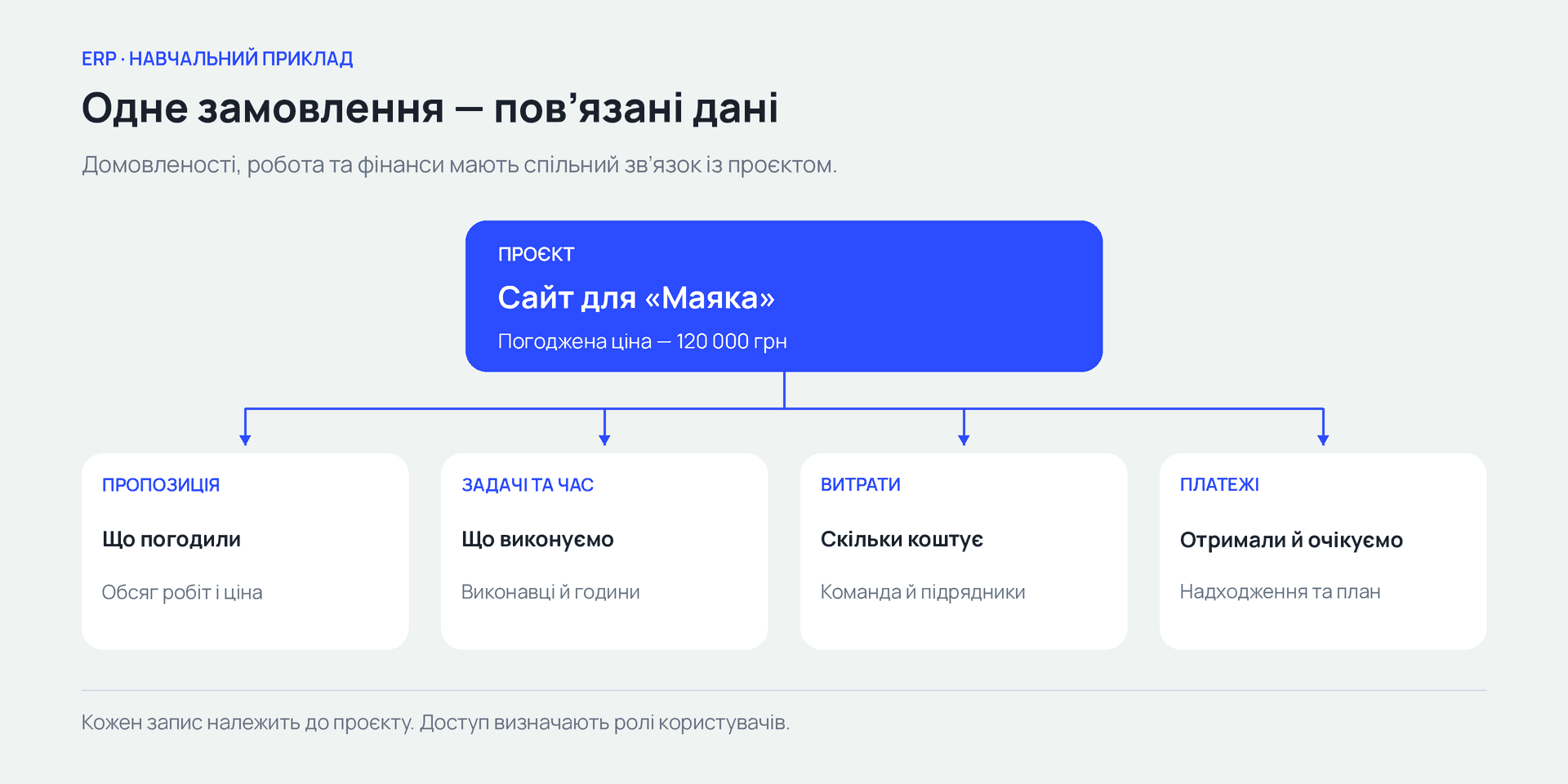 Пропозиція, задачі, витрати й платежі пов’язані з одним проєктом