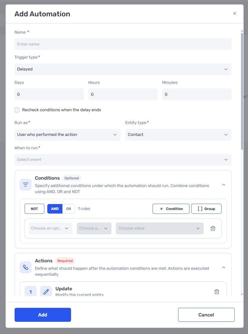 Setting up an automation with delayed execution